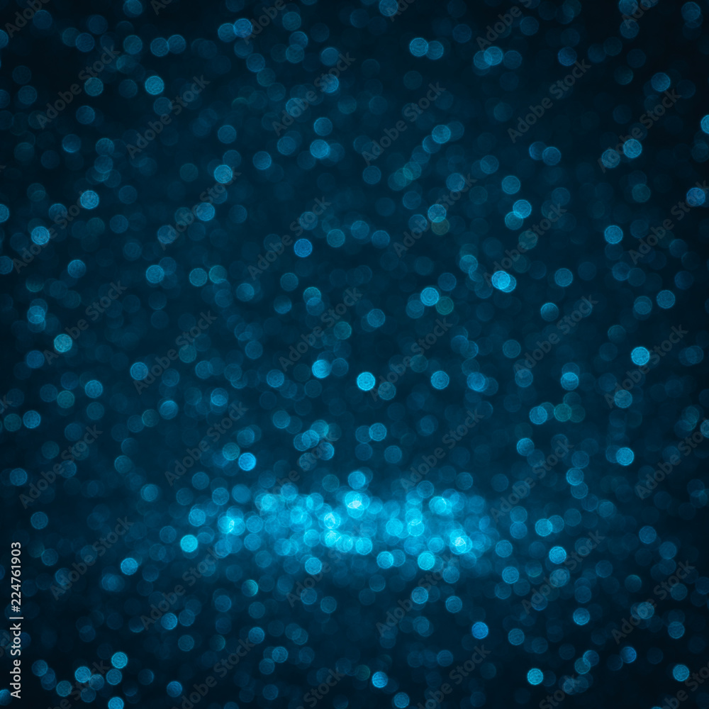 dark Blue background for christmas navy glitter sparkle. Abstract bokeh light shiny dark holiday.