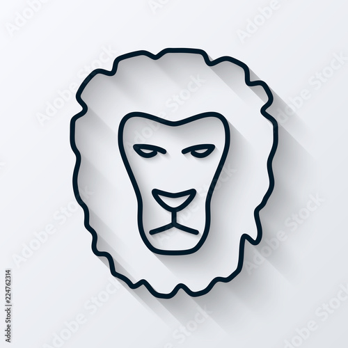 Silhouette of a lion's head isolated on white.