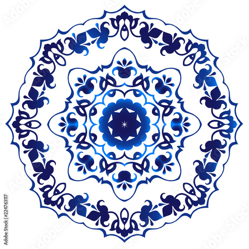 Φωτογραφία Mandala flower Pattern, Circular Chinaware pattern