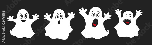 Obraz na plátně Set of cute ghosts, apparition, spook, horror