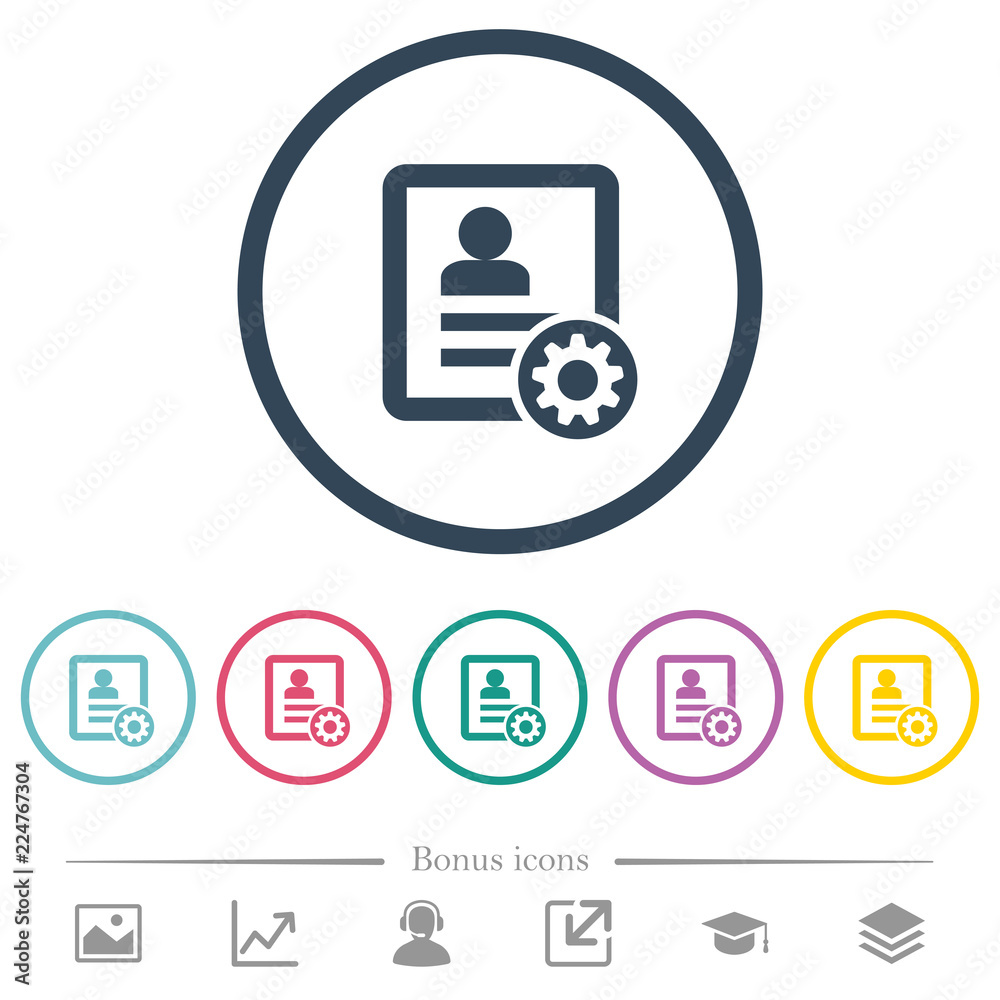 Contact settings flat color icons in round outlines Contact settings flat color icons in round outlines