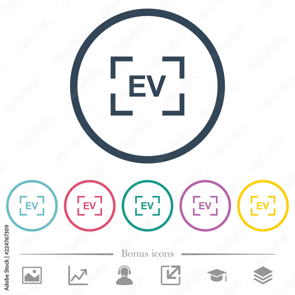 Camera exposure value setting flat color icons in round outlines Camera exposure value setting flat color icons in round outlines
