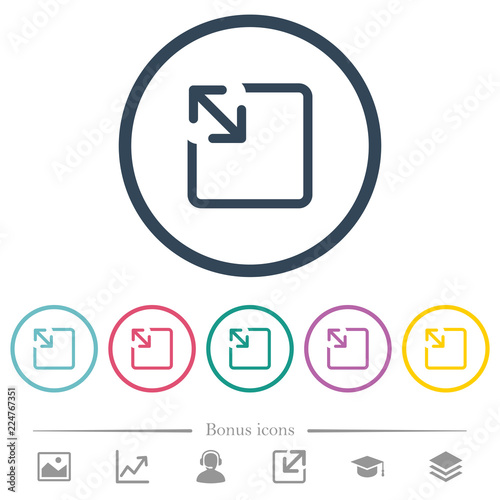 Resize object flat color icons in round outlines