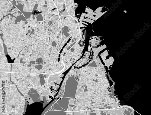 map of the city of Copenhagen, Denmark photo