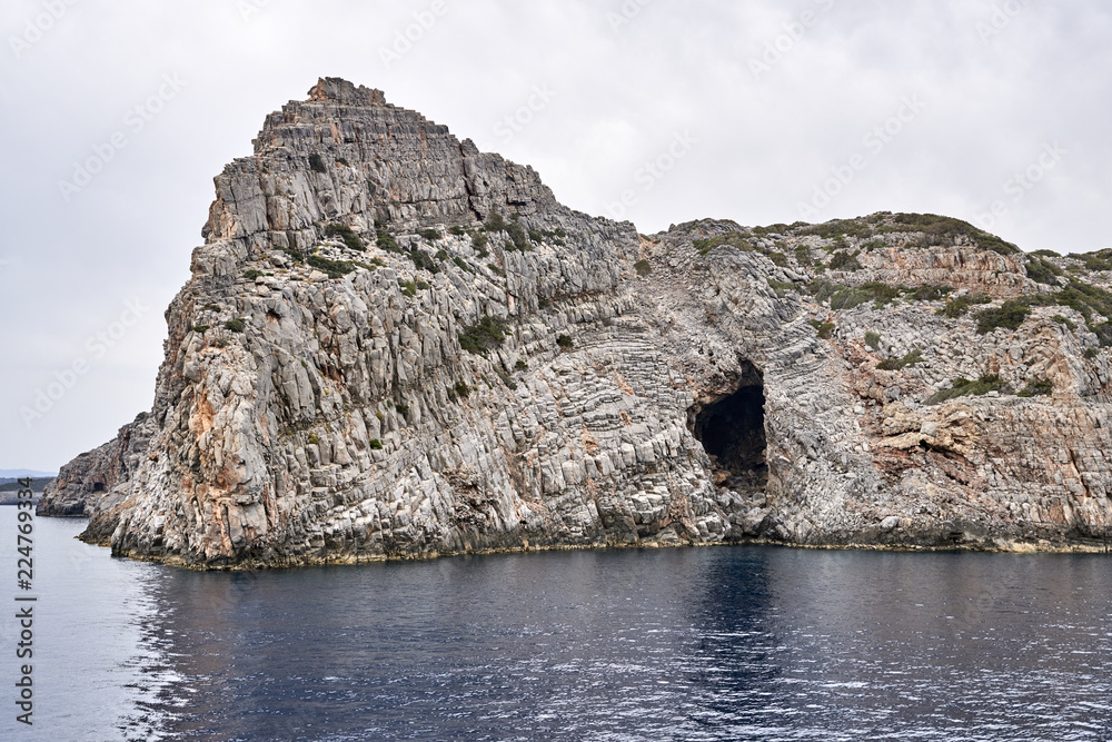 Greece. Crete. Peninsula of Spinalonga. Coastal cliffs