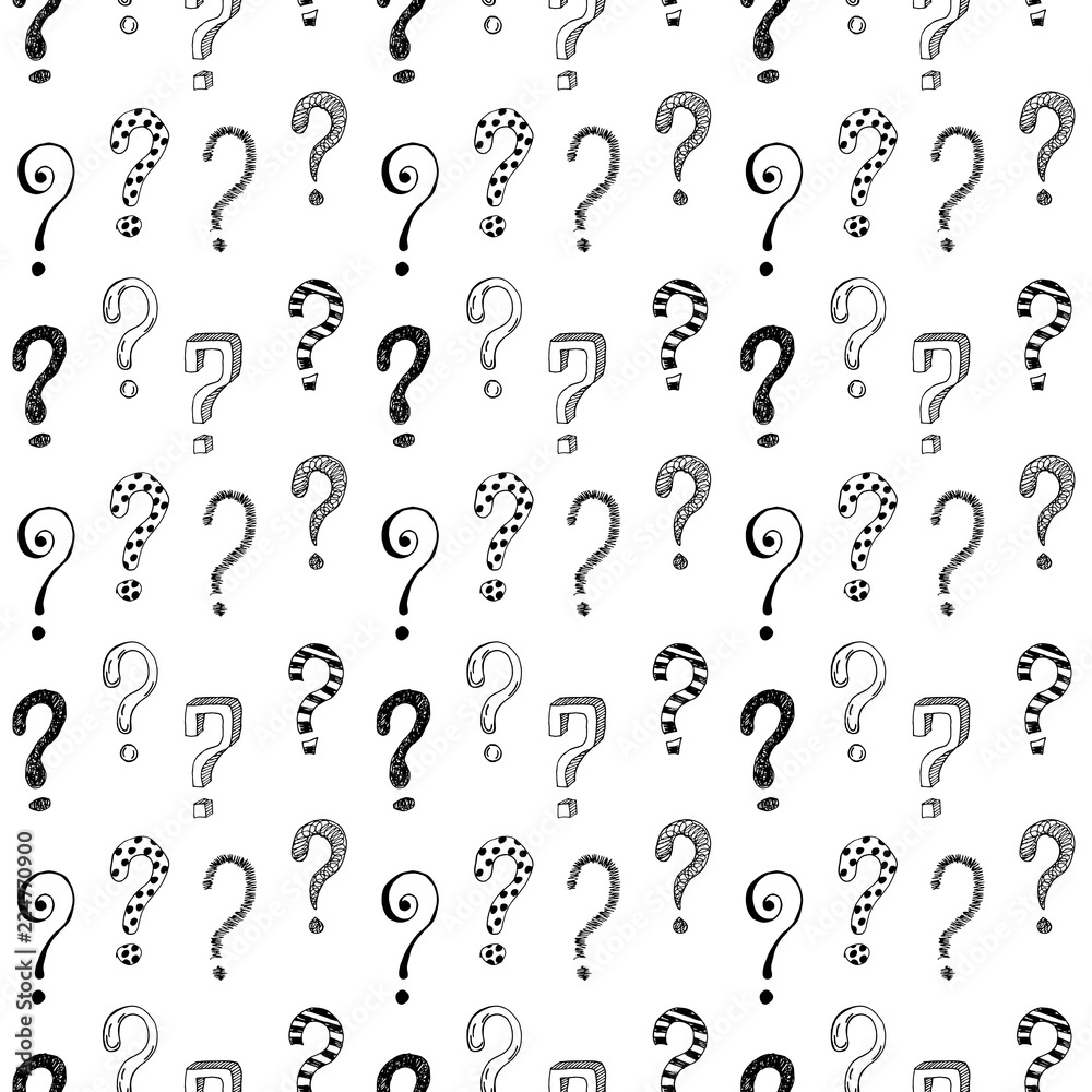 Seamless pattern with hand drawn question marks. Seamless pattern with hand drawn question marks.