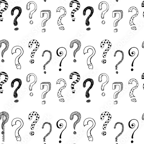 Seamless pattern with hand drawn question marks.