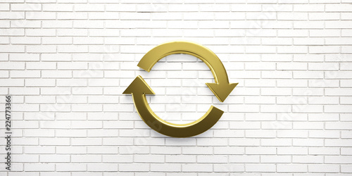 Fotografie Rotate Gold Symbol on Wall. 3D Render Illustration