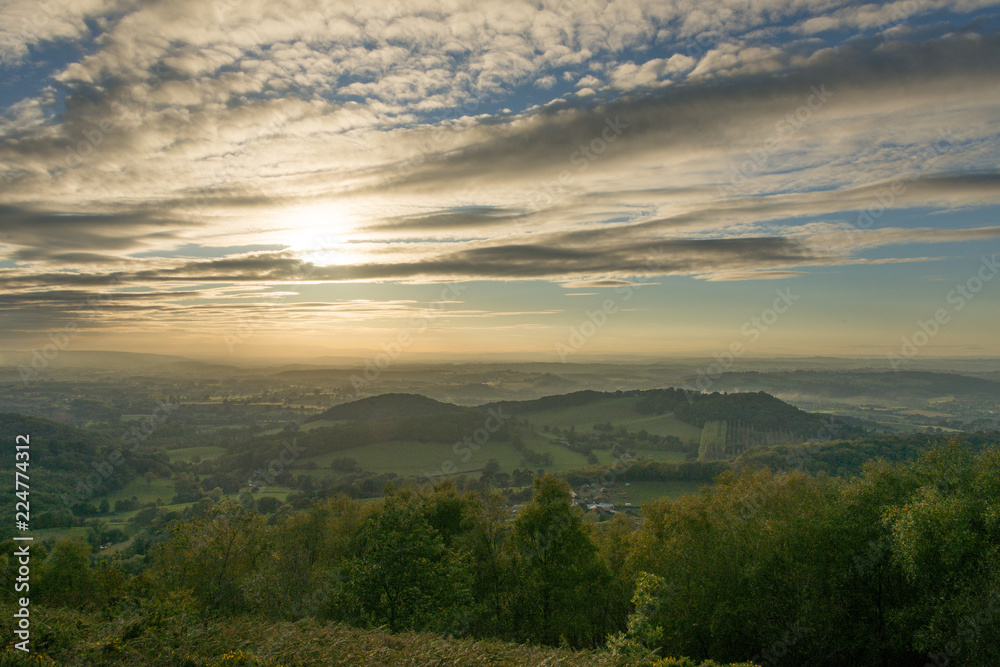 Sunset over the Malvern Hills Worcestershire
