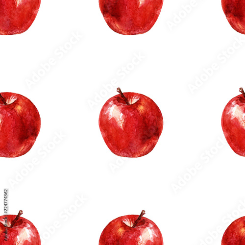 Geometric pattern of apples, watercolor illustration. photo