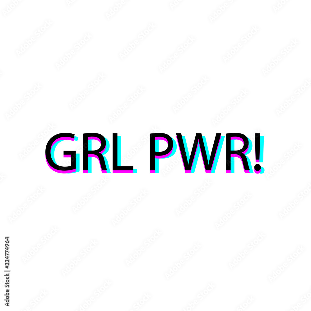 GRL PWR. Girl Power trendy hand lettering poster. Hand drawn calligraphy. Design of T-shirt or printing