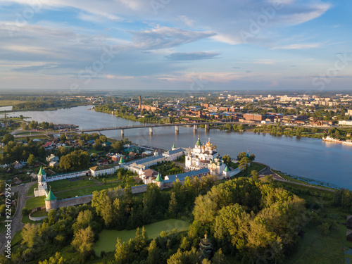Aerial view of Ipatiev Monastery in Kostroma. Photo from drone  summer. Russia