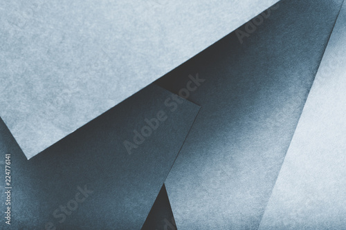 paper layers. abstract geometric background with copy space. blue color shades.