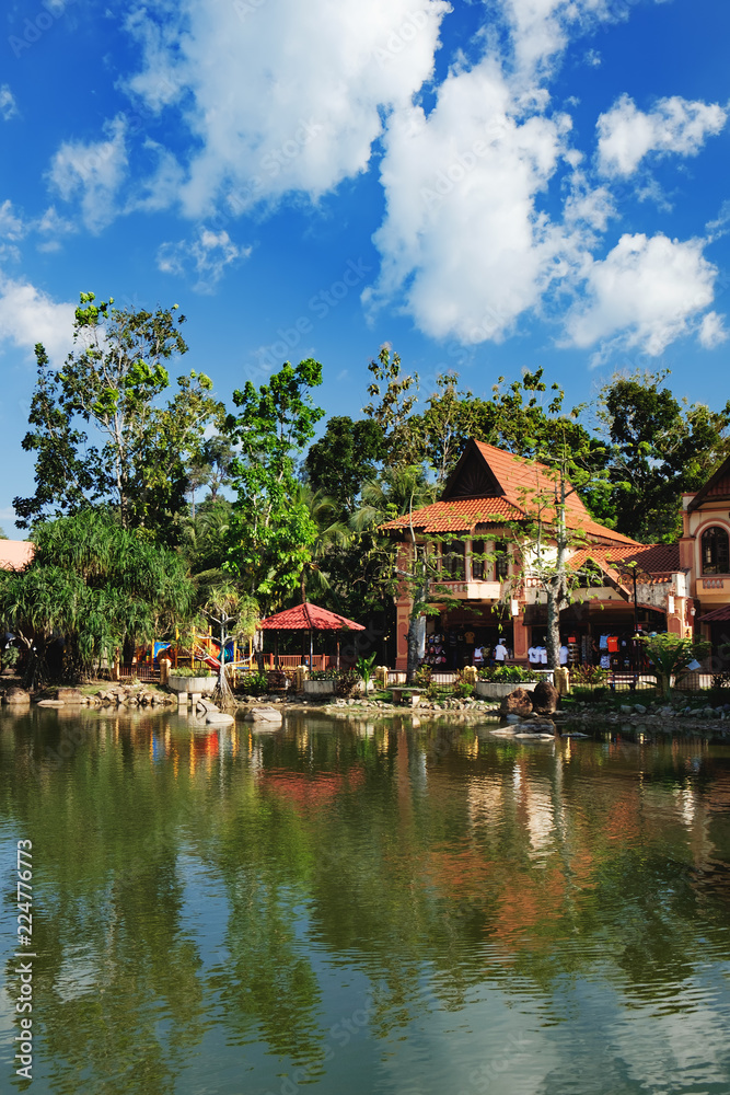 Luxury Paradise by the lake, spa home, hotels and shops for tourists at Oriental Village that is the gateway to ride a cable-car up Mat Cingcang mountain