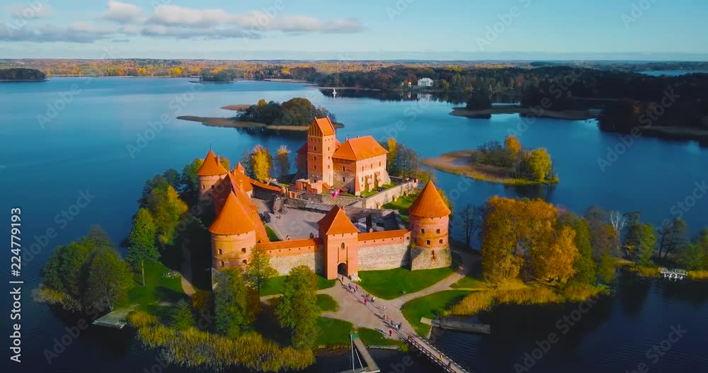 Aerial view of Trakai castle