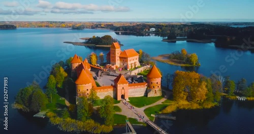 Aerial view of Trakai castle