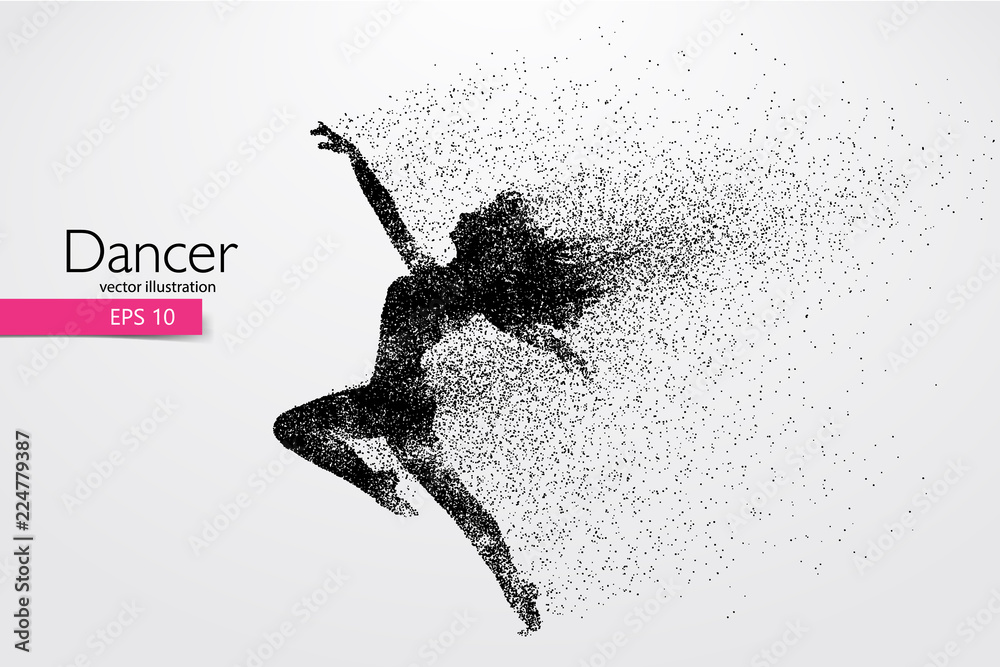 Fototapeta premium Silhouette of a dancing girl. Dancer woman. Vector illustration