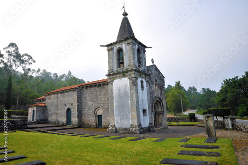 RUBIAES, CAMINO DE SANTIAGO, SPAIN - JULY 11, 2018: Camino Portuguese, Rubiaes Church of S. Pedro de Rubiaes, place of passage for pilgrims, The St. James Way