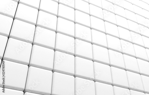 Abstract geometric shape of white cubes 3d render