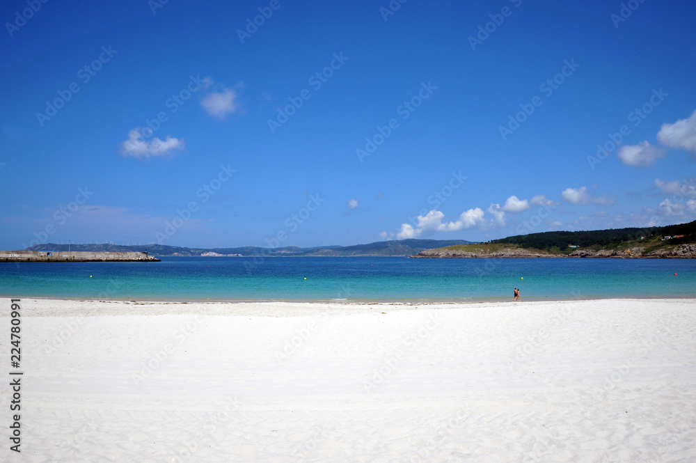 LAXE, GALICIA, SPAIN - JULY 11, 2018: the Laxe beach in Galicia