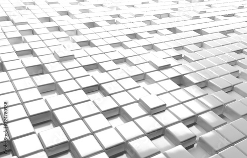 Abstract geometric shape of white cubes 3d render background