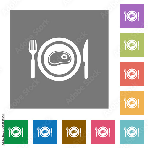 Steak for lunch square flat icons