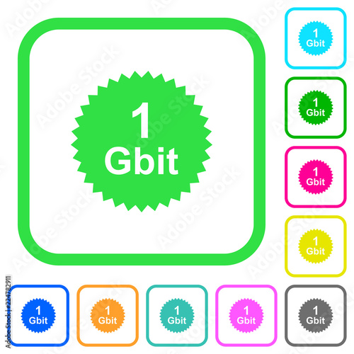 1 Gbit guarantee sticker vivid colored flat icons
