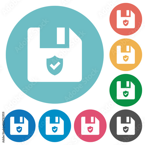 Protected file flat round icons