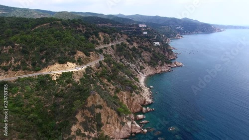 Aerial view of spanish coast Costa Brava. Tossa de Mar, Cala Pola, Europe, Spain, Catalonia