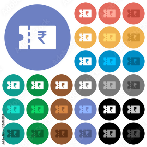 Indian Rupee discount coupon round flat multi colored icons