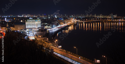 city and bridge at night