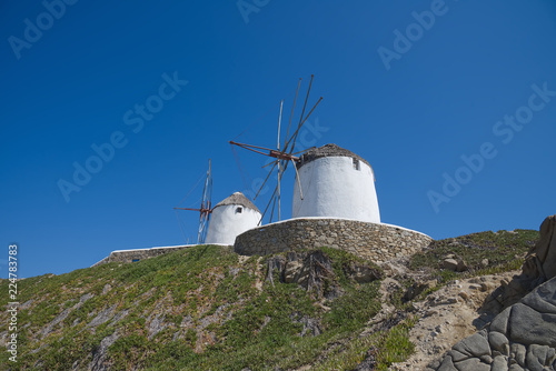 Chora village ( Windmills ) - Mykonos Cyclades island - Aegean sea - Greece