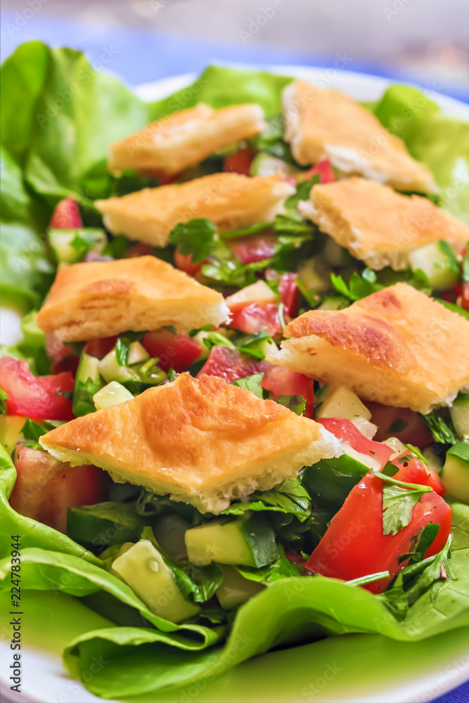 Fresh and delicious Lebanese fattoush or Bread Salad Fresh and delicious Lebanese fattoush or Bread Salad