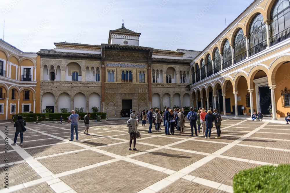 Fototapeta premium details of the interior of the royal Alcazares of Seville in andalusia, Spain.