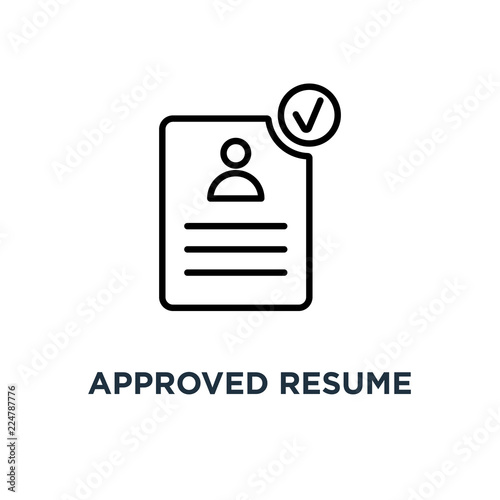 Approved resume icon. Linear simple element illustration. Job ap