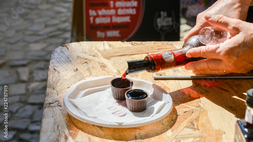 Ginja de Obidos, traditional sour cherry liquor photo