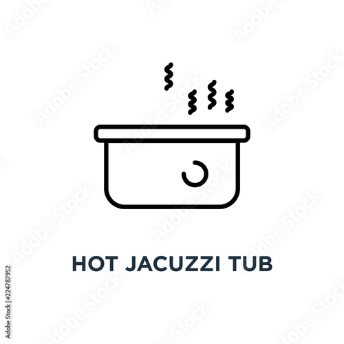 Hot jacuzzi tub icon. Linear simple element illustration. Jacuzz