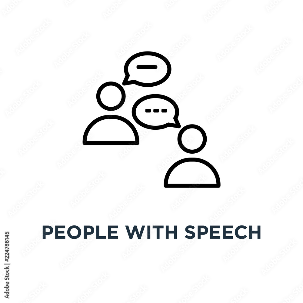 People with speech square icon. Linear simple element illustrati