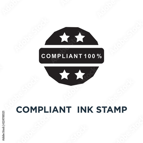 Compliant green ink stamp icon. Simple element illustration. Com