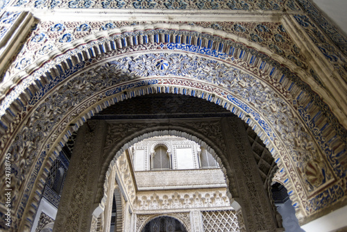 details of the interior of the royal Alcazares of Seville in andalusia  Spain.