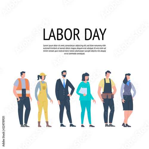 Labor Day Poster With People Of Different Occupations.
