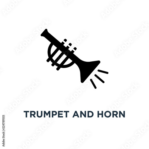 Trumpet and horn musical instruments icon. Simple element illust