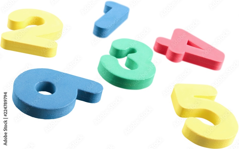 Assorted foam numbers Stock Photo