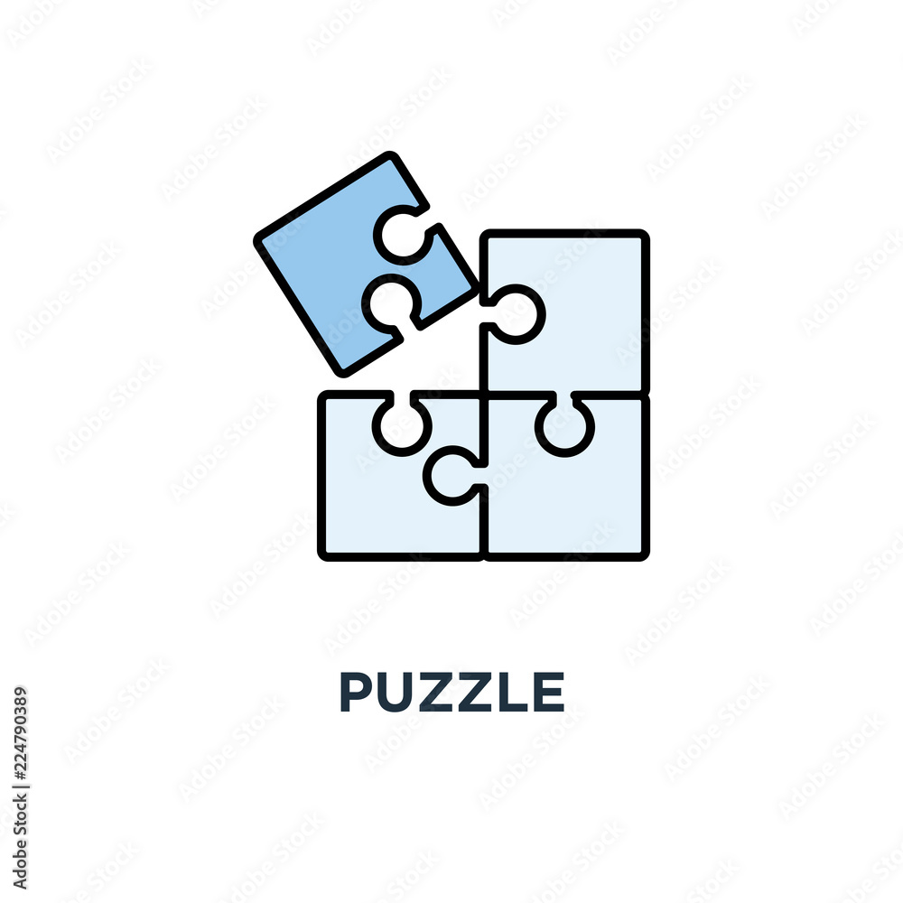 puzzle icon. simple successful solutions, solving problem, outline, concept  symbol design, completing, cooperation, compatibility, assemble puzzle  pieces vector illustration Stock Vector | Adobe Stock