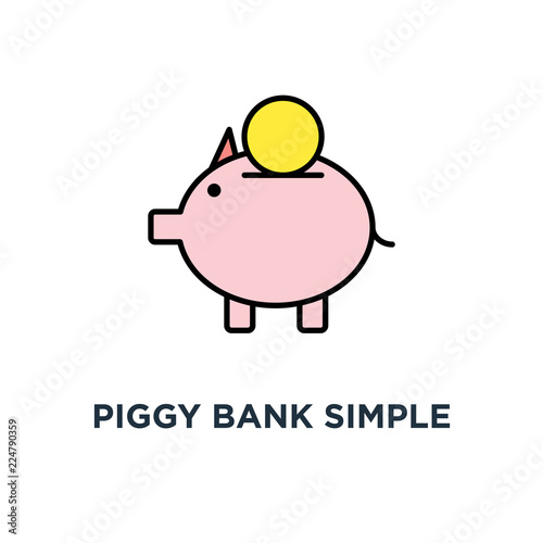 piggy bank simple in layout style icon. savings concept symbol design, bank, money deposit, savings, safe money, vector illustration