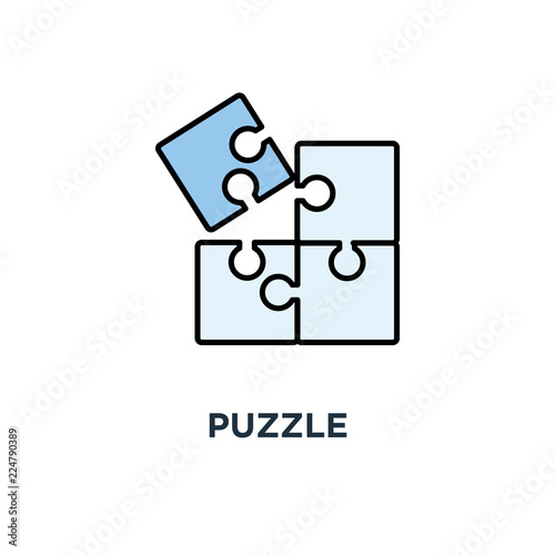 puzzle icon. simple successful solutions, solving problem, outline, concept symbol design, completing, cooperation, compatibility, assemble puzzle pieces vector illustration