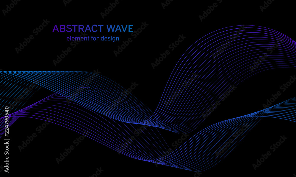 Abstract wave element for design. Digital frequency track equalizer. Stylized line art background. Colorful shiny wave with lines created using blend tool. Curved wavy line, smooth stripe. Vector. Abstract wave element for design. Digital frequency track equalizer. Stylized line art background. Colorful shiny wave with lines created using blend tool. Curved wavy line, smooth stripe. Vector.