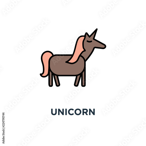 unicorn icon  symbol of mythical animal representing the statistical rarity of successful ventures  pink magic unicorn with flying stars  concept privately held startup company valued at over  1