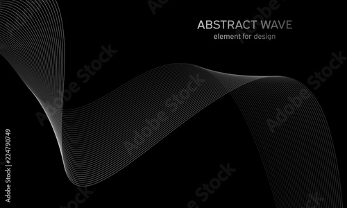 Abstract wave element for design. Digital frequency track equalizer. Stylized line art background. Colorful shiny wave with lines created using blend tool. Curved wavy line, smooth stripe. Vector.