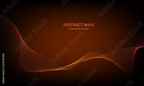 Abstract wave element for design. Digital frequency track equalizer. Stylized line art background. Colorful shiny wave with lines created using blend tool. Curved wavy line, smooth stripe. Vector.